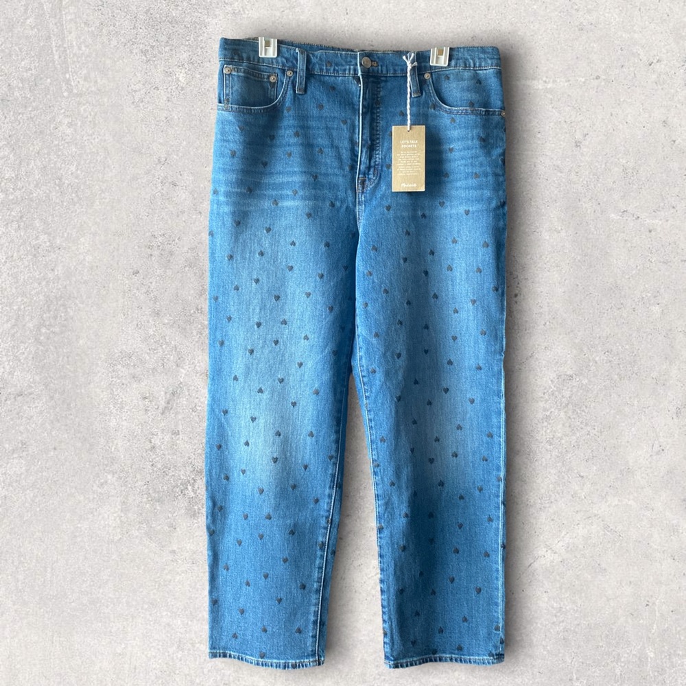 Madewell Classic Straight Jeans: Heart Print Edition - Women’s Size 32